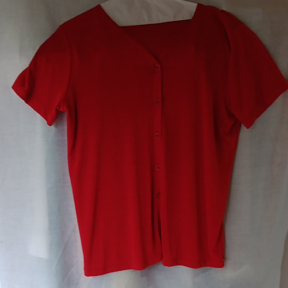 Red Button-Up Women's Top